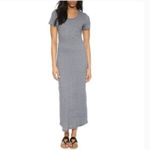 Monrow Pocket Maxi Shirt Dress Gray Women's M Scoop Neck Minimalist Beach Summer